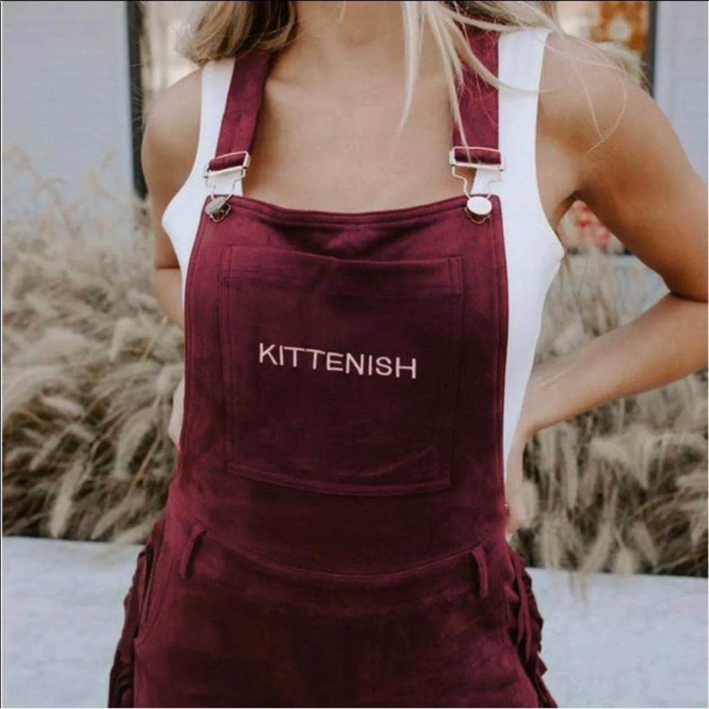 Kittenish fringe overalls